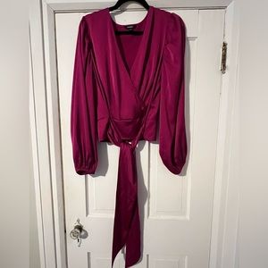 Satin Fuchsia Wrap Top
